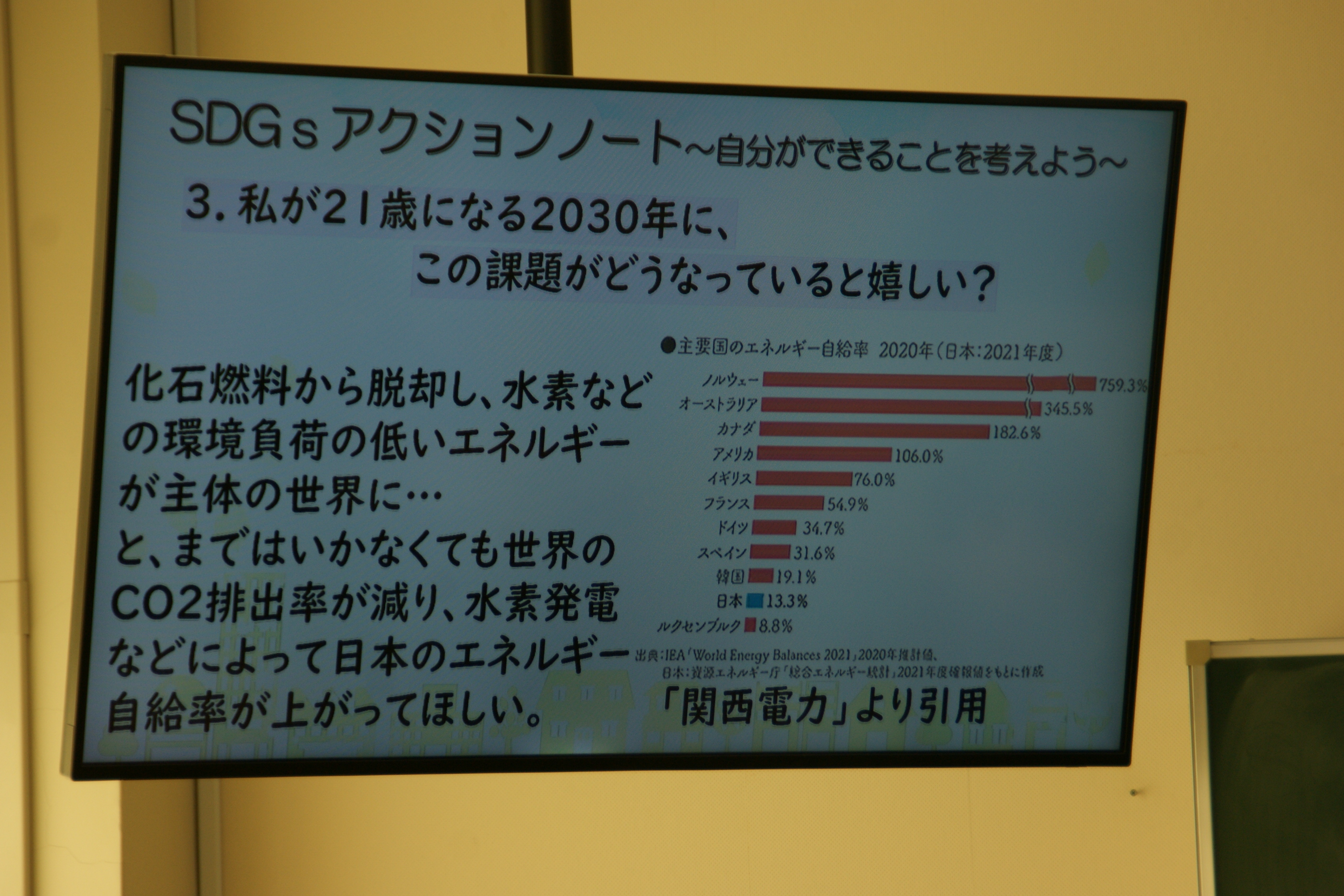 グラフを入れるなど工夫した発表資料